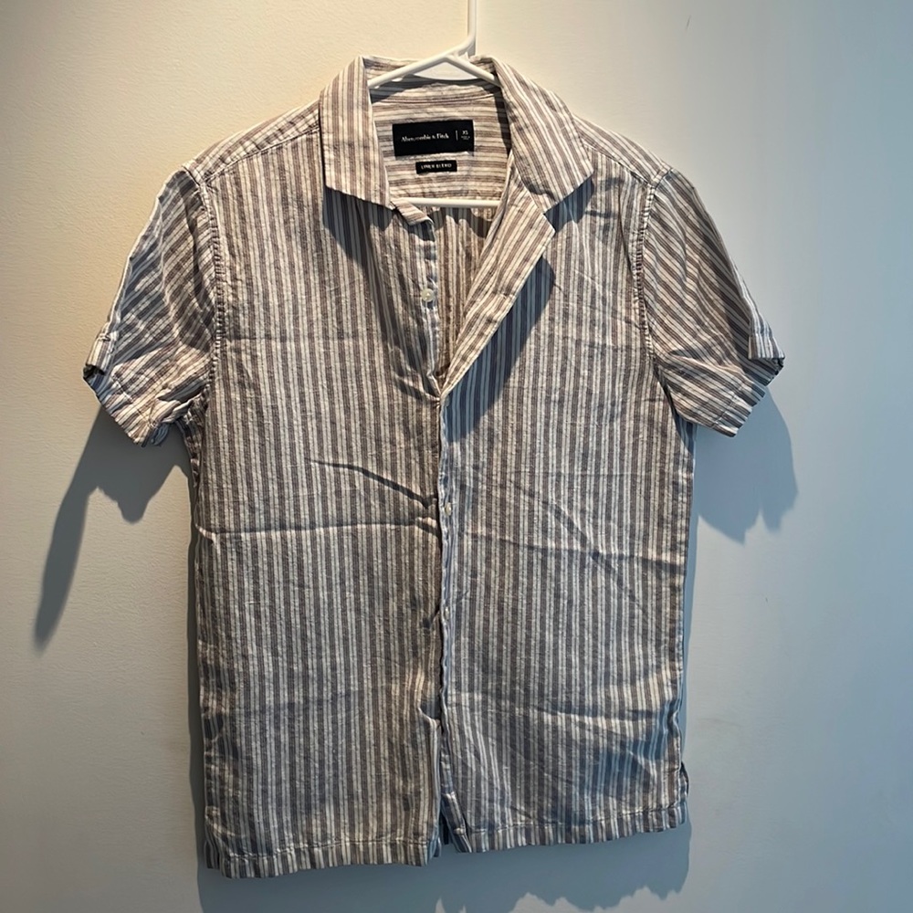 Abercrombie Linen Blend Resort Camp Button Up Shirt